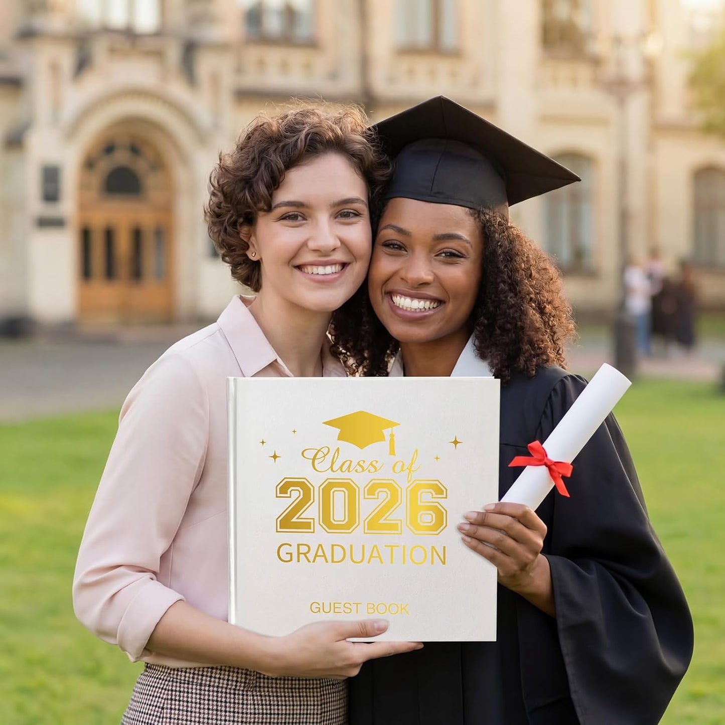 Pajean Graduation Guest Book Set Class of 2026 Memory Scrapbook with Photo Guest Book Sign Dual Tip Pens Photo Corner Stickers Grad Cap Stickers for Grad Party Decorations Supplies Gifts (Black)