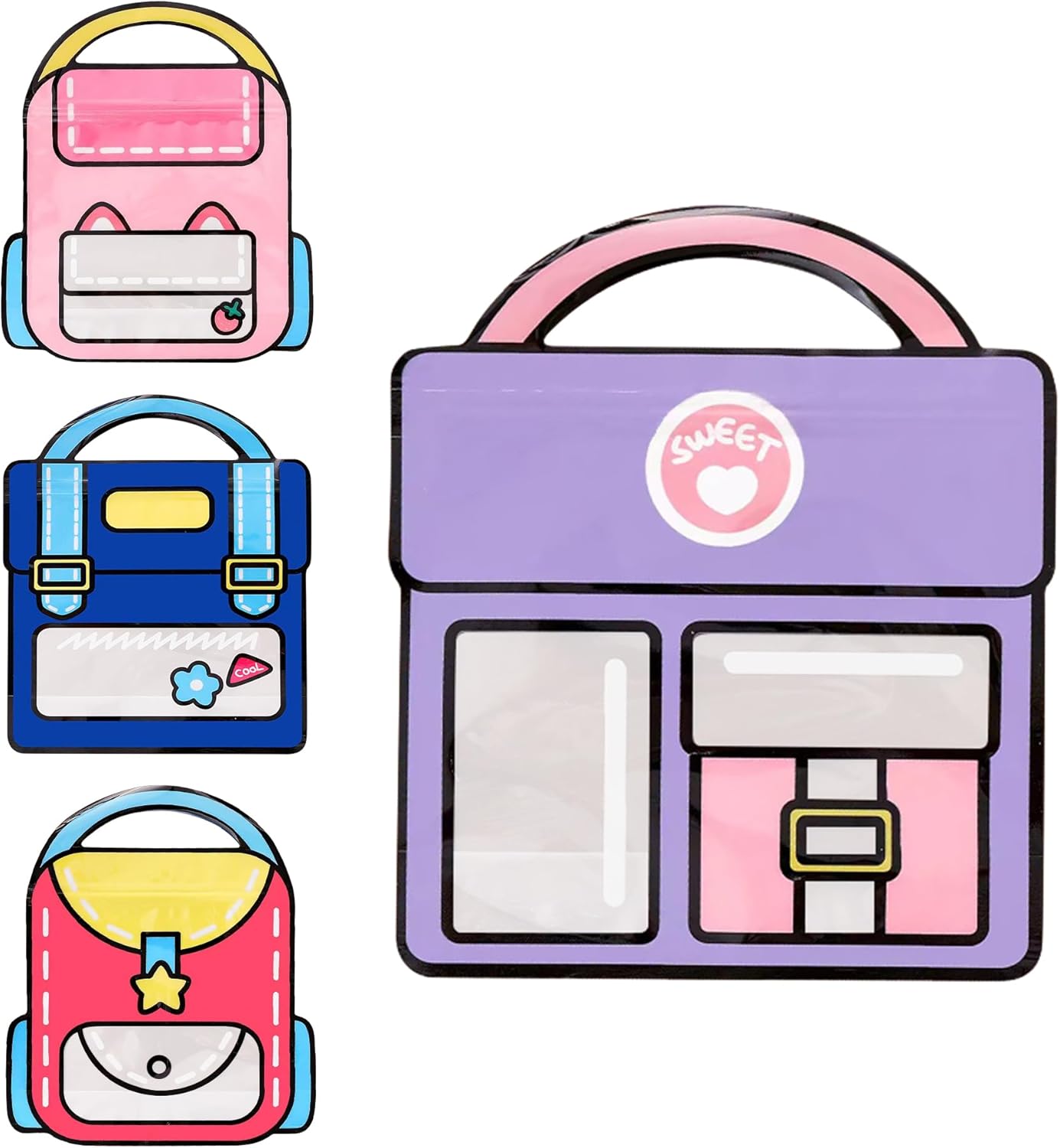 30 PCS Bulk Gift Bags for Kids with Handle,Children Large Goodie Bags with Stand-up Bottom, Grip Seal Party Favor Bag, Students Back to School Treat Bag, Cute Snack Candy Bags for Birthday, Classroom