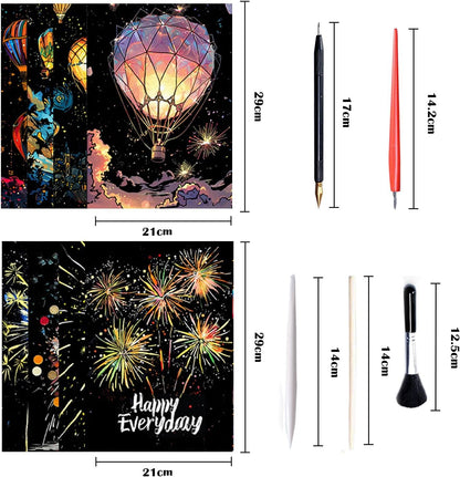 Georgie Porgy Scratch Paper Art Set for Kids Adults Magic Rainbow Scratchboards for DIY Arts and Crafts Kits Christmas Birthday Gift with Scratching Tools Kit (A4-Noctilucent Whale + Sea World)