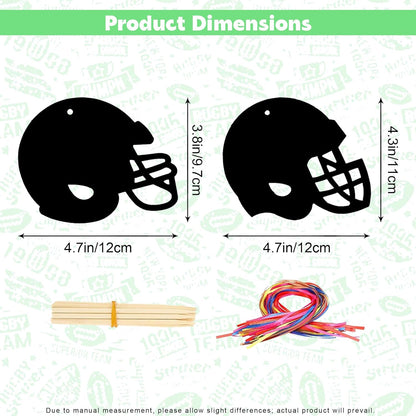 24Pcs Football Scratch Paper Craft Kits, Rainbow Scratch Paper Art, Football Helmet Scratch Off Cards for Sports Themed Birthday Party DIY Crafts Supplies