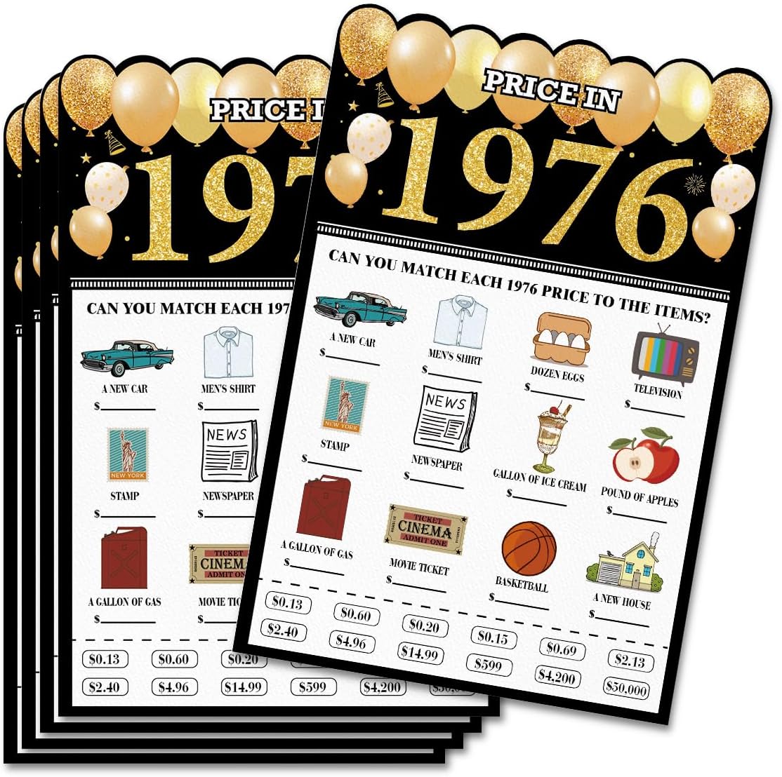 30 Pcs 50th Birthday Party Games Cards Favors Price in 1976 50 Year Old 50th Birthday Party Favors for Guests