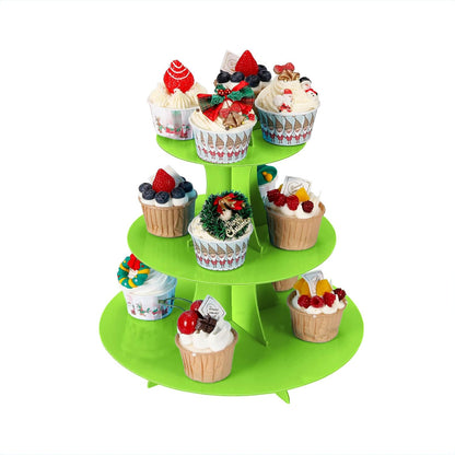 YLDW Cupcake Stand, 3-Tier Cupcake Stand Display, Cardboard Cup Cake Tower Stand, Disposable Dessert Stand for Birthday Tea Party Baby Shower Treat Decorations, Pink