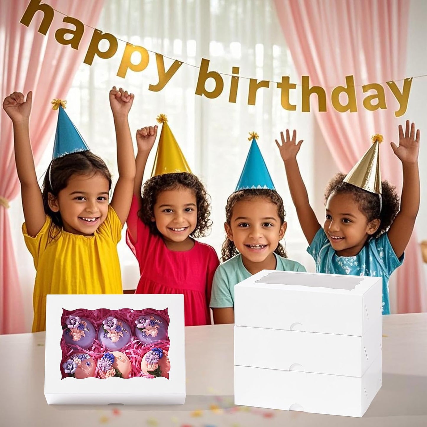 8PCS Brown Bakery Boxes with Window, 8x6x2.5 Inch Gift-Ready Pastry Box for Chocolate Strawberries, Macarons, Donuts, Truffles, Ores, Cookies, Donuts, Perfect for Different Holiday Celebrate