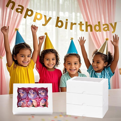 8PCS Brown Bakery Boxes with Window, 8x6x2.5 Inch Gift-Ready Pastry Box for Chocolate Strawberries, Macarons, Donuts, Truffles, Ores, Cookies, Donuts, Perfect for Different Holiday Celebrate