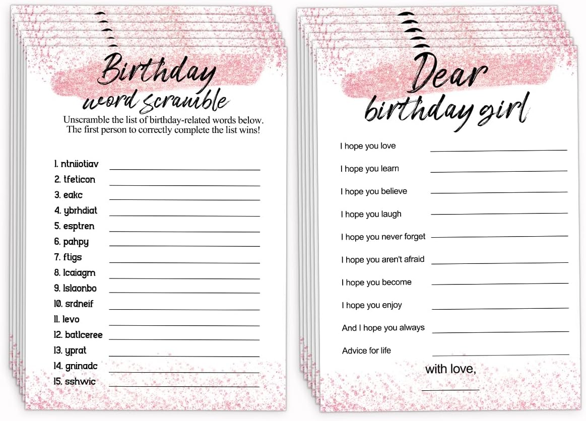 Birthday Party Cards for Girl, Birthday Games Card, Would She Rather Game Cards Set, Birthday Supplies Activity Decorations for Adult Girl, Set of 30 Game Cads