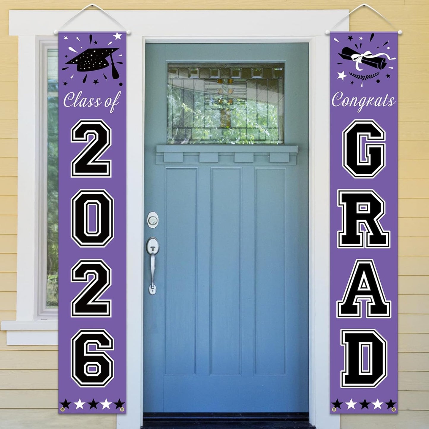 DAZONGE 2026 Graduation Decorations Blue, Congrats Grad Porch Banner for Any Schools or Grades 2026 Graduation Party Decorations