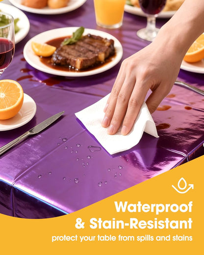 Niuara White Plastic Table Cloth - 4 Pack 54" × 108" Rectangle Disposable Tablecloths for 6FT Tables, Table Cover for Party, Holiday & Gathering Use