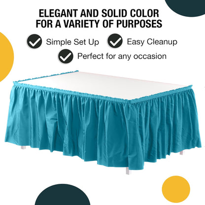 Exquisite Ruffle Table Skirt Black 6 Pack 14 Ft Long Table Skirts for Rectangle Tables 6ft Plus or Round Tables Skirts with Adhesive Strip for Gender Reveal Decor & Happy Birthday Parties