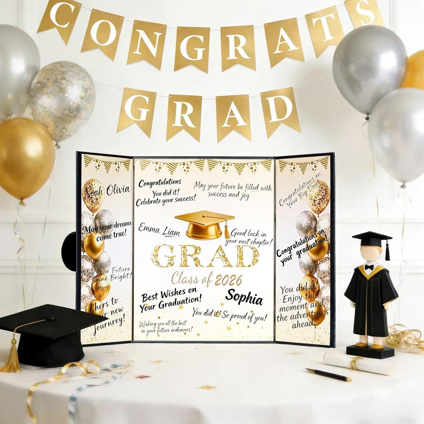 Green Graduation Party Decorations Class of 2026 - Extra Large 22" x 14" Graduation Guest Book to Sign Signature Board for Graduation Gifts Congrats Grad Party Favors Supplies Decor Keepsake