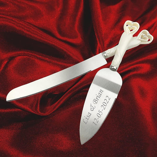 GIFTS INFINITY Personalized Wedding Cake Knife and Server Set with Engraving – Cake Cutting Utensil Set, Keepsake Gift for Wedding, Anniversary, Reception, Birthday & Other Occasions (CH-101WB)