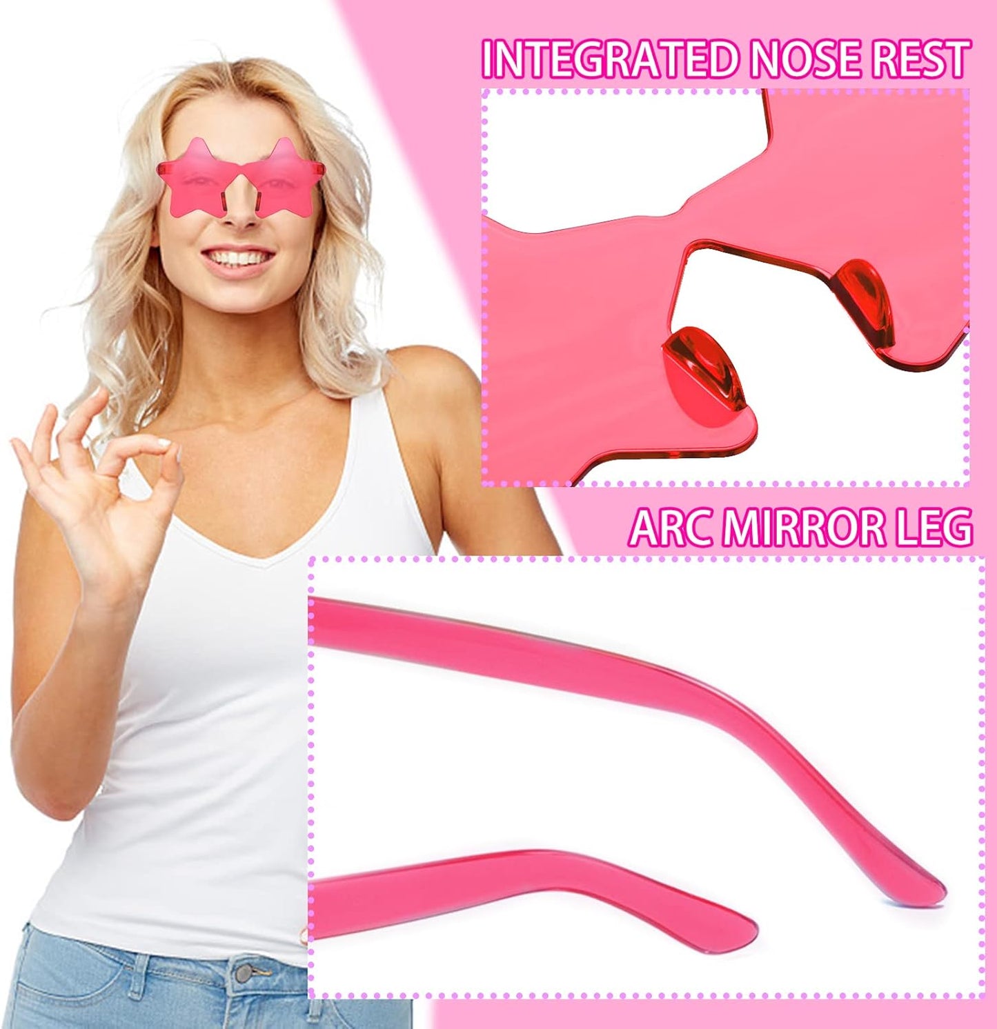 LIULIUBTY Star Shaped Sunglasses, Heart Sunglasses for Bachelorette Party, Colorful Party Favors