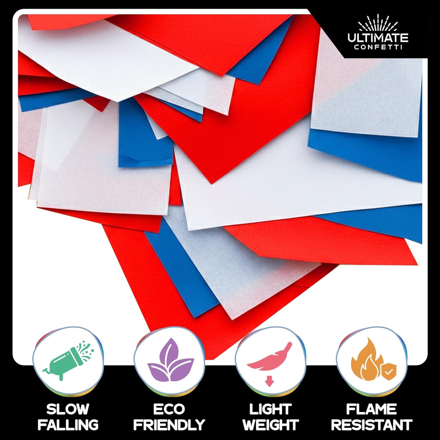Ultimate Confetti, Multicolor Biodegradable Confetti - Rectangular Fluttering Tissue Paper Confetti for Cannon and Launcher use - Best for Holidays, Birthday, Wedding, and Parties - 1 lb, 16 oz