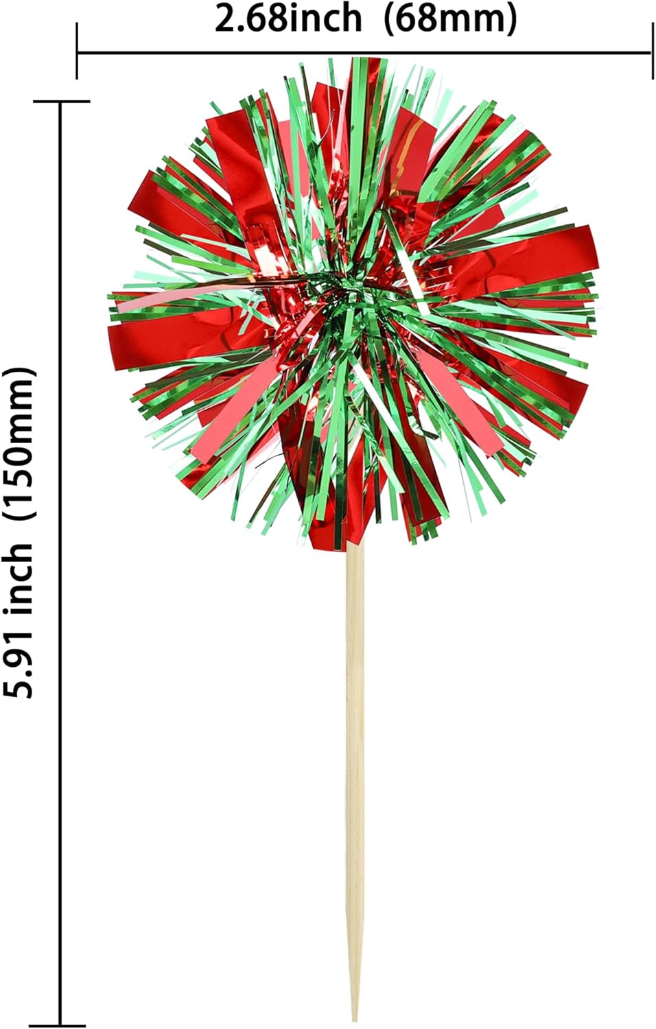 Ephlyn 30Pcs Foil Firework Cupcake Toppers Sparkle Tinsel Cupcake Picks Drink Stirrers Cocktail Food Fruit Toothpicks for Baby Shower Graduation Party Supplies White