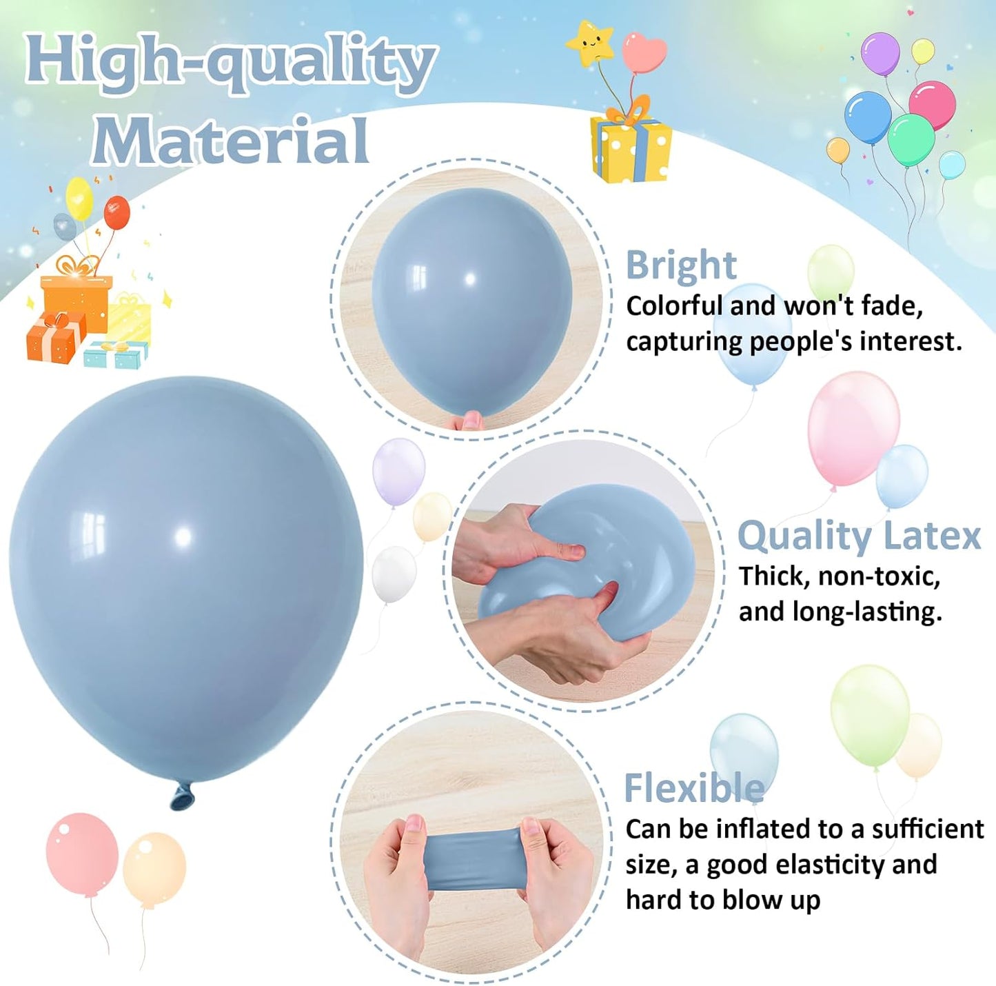 60 Pcs Blue and Silver Balloons, Navy Royal Blue Silver Party Balloons with Metallic Confetti Helium Latex Balloons for Birthday Baby Showers Fathers Day 2025 Graduation Decoration