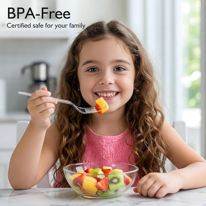[200 Count] Disposable Plastic Silverware, Heavy Duty Forks and Spoons Set, Durable Plastic Utensils Cutlery Set for for Parties, Picnics, Big Event, Daily Use - Bpa free