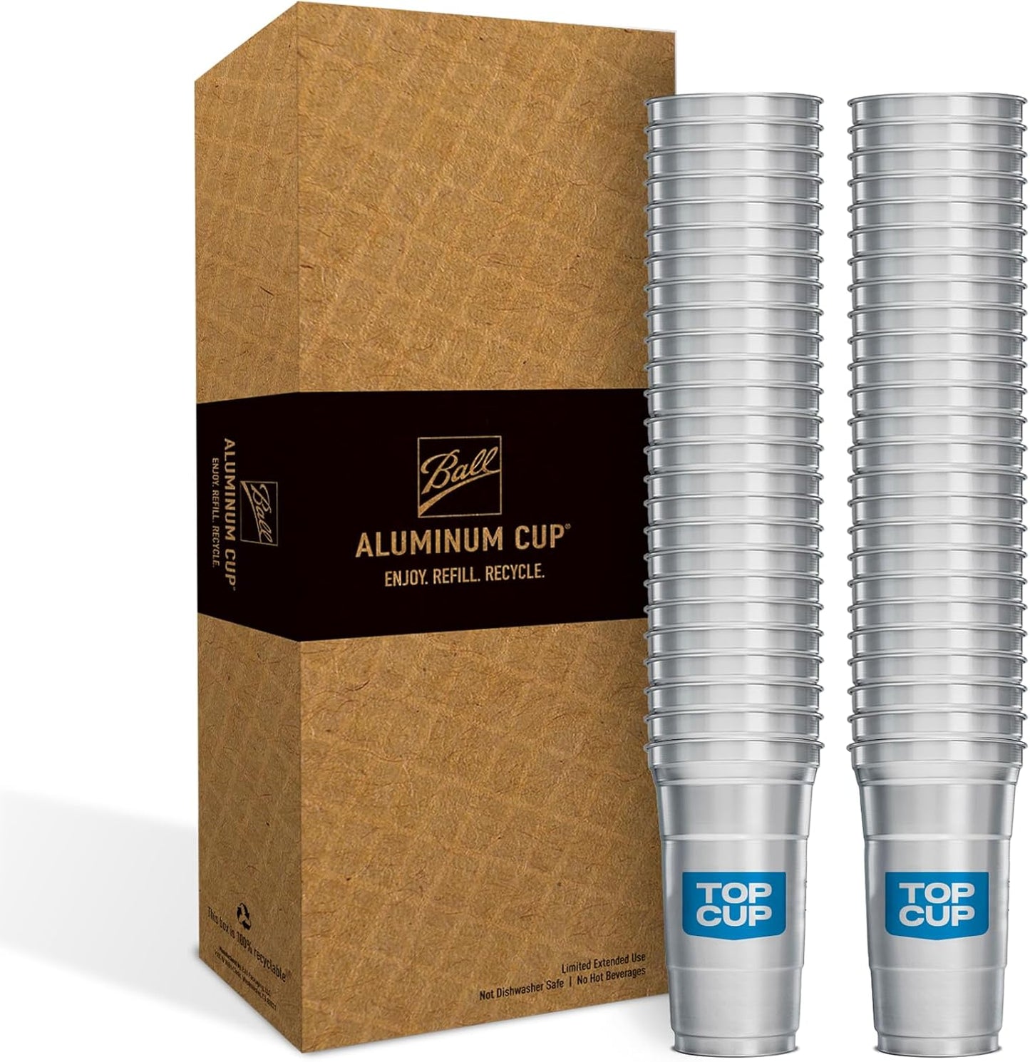 Top Cup – 16 Ounce, 30 Count, Reusable Aluminum Party Cups | Cold-Holding, Recyclable, Made in USA