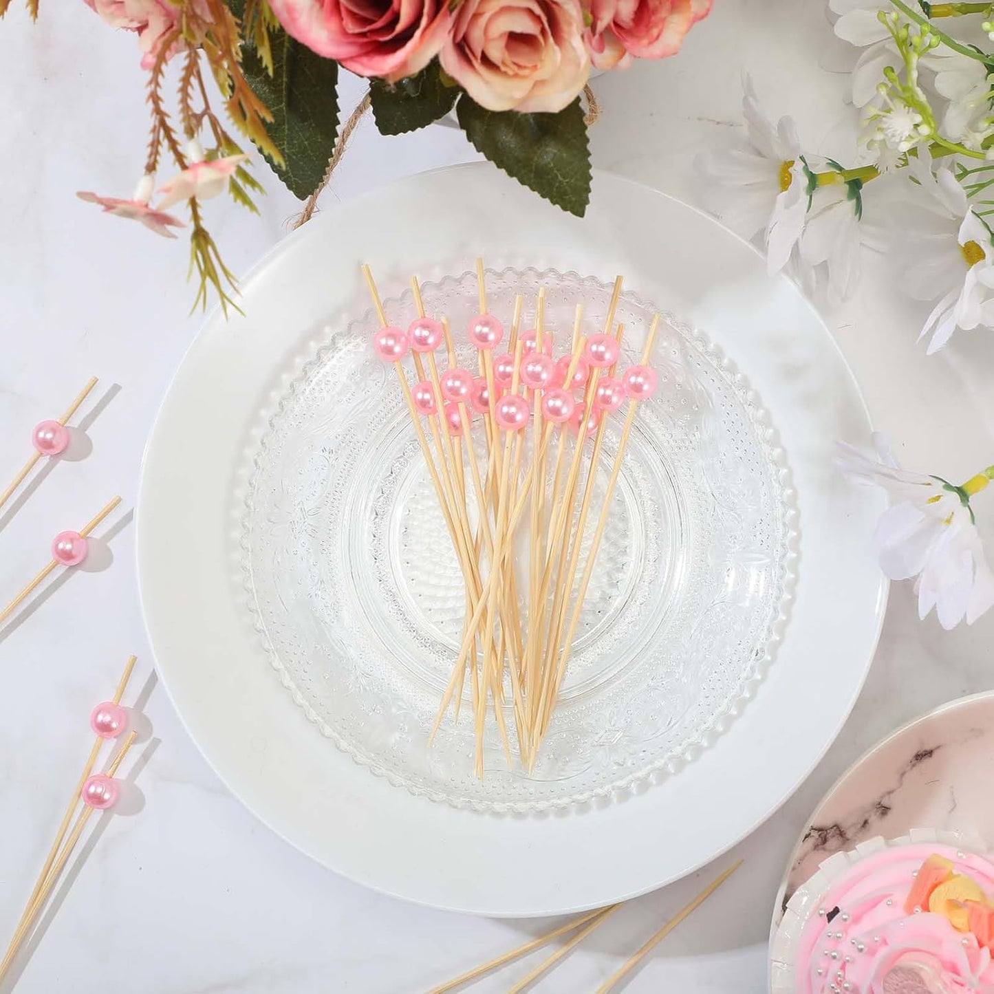 200 Pcs Cocktail Picks Long Cocktail Toothpicks Bamboo Toothpicks for Appetizers Fruits Food Skewers Sticks for Drinks Dessert Wedding Birthday Party(Fish Style)