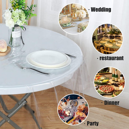 sancua Clear Plastic 100% Waterproof Tablecloth - 54 x 78 Inch - Vinyl PVC Rectangle Table Cloth Protector Oil Spill Proof Wipe Clean Table Cover for Dining Tables, Parties & Camping, Crystal Clear
