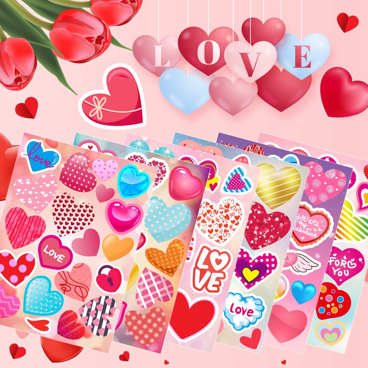 KARSLORA 36 Sheets Stickers for Kids, 800+ Stickers for Scrapbooking Including Animals, Fruits, Dinosaurs, Hearts, Cats, Fish, Cars, Space and More, Party Favors for Kids