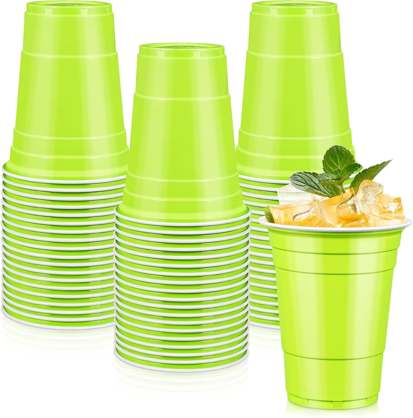 LANLISA 50 Gold Plastic Cups, 16 oz Disposable Cups, Drinking Cups For Birthday Party Supplies, Graduation, Thanksgiving Decorations, Harvest, Fall, New Years