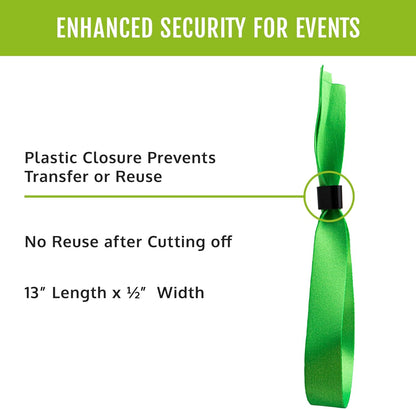 Wristco 100 Blue Cloth Event Wristbands – Plastic Closure to Prevent Transfer or Reuse – Premium-Grade Fabric Bracelets for Party Entry, Summer Camp, VIP Identification, Drink Ticket ID