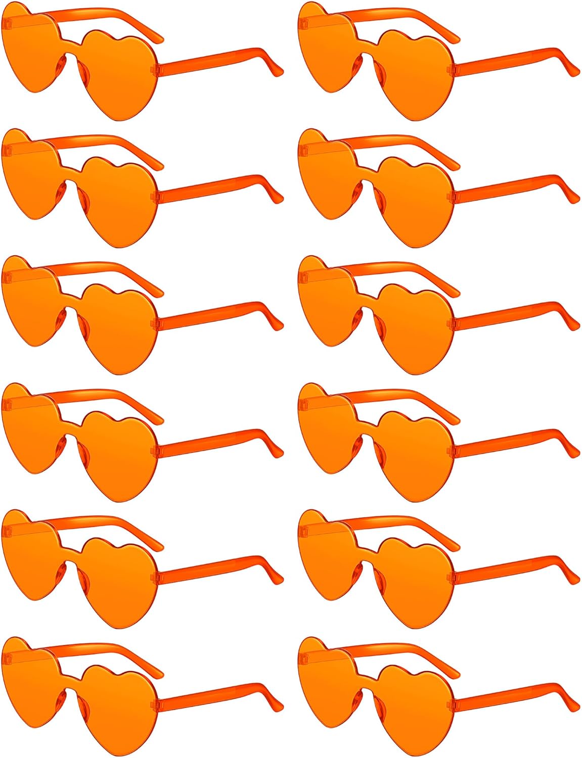 Photect 12 Pair Heart Shaped Sunglasses Neon Color Transparent Heart Glasses for Women Party Favor