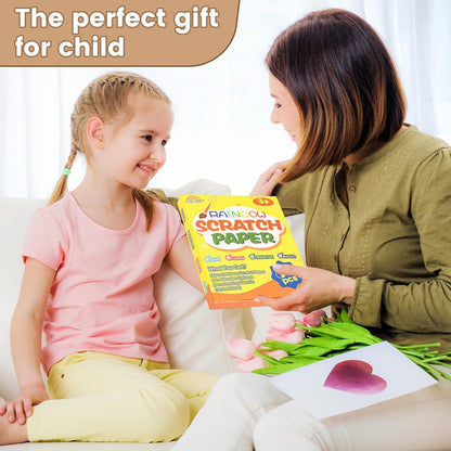 50 PCS Rainbow Scratch Paper Scratch Art for Kids Rainbow Scratch Notebook with Stencils Stylus for Girls Boys Students Party School Birthday Travel Favors Supplies