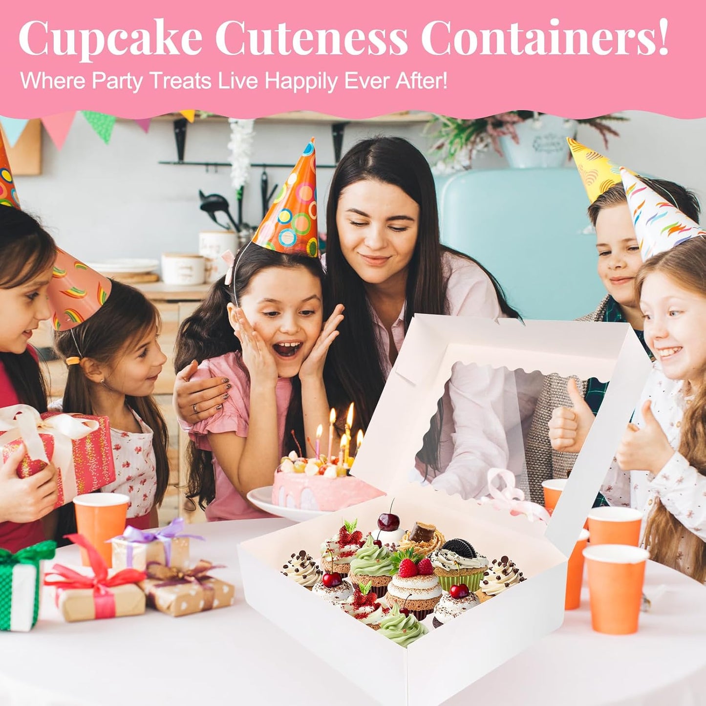 Cupcake Boxes 10 PCS, 12 Count Cupcake Containers with Window and Inserts, Quality Cupcakes Holder White Bakery Boxes Holding Dessert/Pastry, Cupcake Carrier for Birthday Party Bakery Supplies