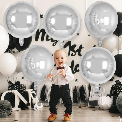 20 Pcs Black Round Shaped Balloons,18 Inch Round Foil Balloon,Giant Round Mylar Balloon Helium Balloons for Birthday Party Baby Shower Wedding Decorations (Black)
