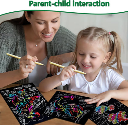 BAOXUE Scratch Art for Kids, Mermaids Black Rainbow Scratch Paper Set-Arts And Crafts & Supplies, DIY Activity & Party Games, Mermaid Toys Gifts for Toddlers, Girls