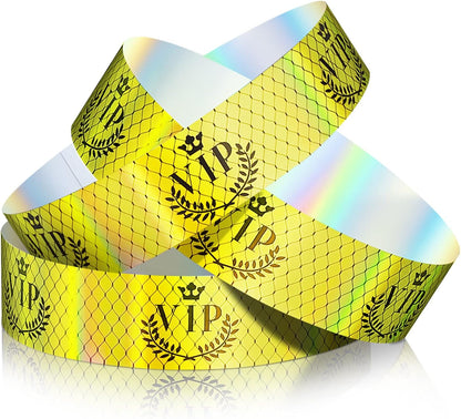 Jadive 500 Pieces Paper Wristbands VIP Plastic Waterproof Party Identification Wristbands Party Bracelets for Events Amusement Parks, Club, Concerts, Fairs, Festivals and Events(Black, Gold)