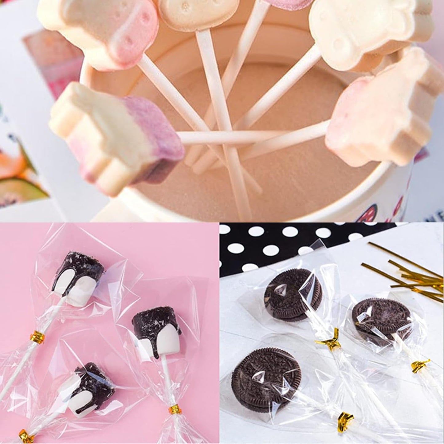 Lollipop Sticks,Cake Pop Sticks,Candy Sticks 100pcs 4 Inch,Used for Cake,Candy, Cookies, Chocolate