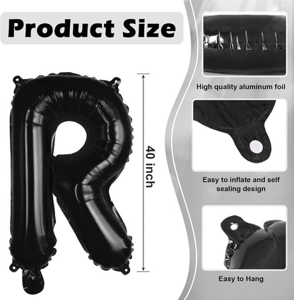 Black Letter A Balloons, 40 Inch Large Foil Letter Balloons, Custom Phrase Balloon for Birthday Party Wedding Anniversary Decoration (Black A)