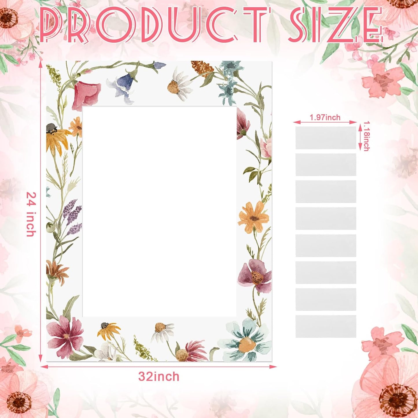 Bucherry 32 x 24 Inches Wedding Photo Booth Props Picture Frame DIY PVC Cutouts Photo Booth Prop Selfie for Bridal Shower Birthday Baby Shower Graduation Party Supplies Favor