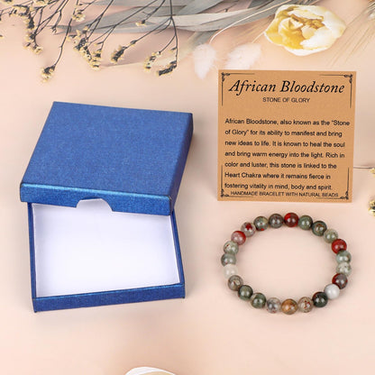 LPBeads Handmade Natural Gemstone Stretch Elastic Bracelet Healing Crystal Round Stone Beads Jewelry Gifts for Women Men