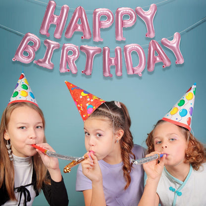 PIGETALE Happy Birthday Banner, 16 Inch Mylar Foil Letters Sign Bunting Happy Birthday Balloon Letters Balloons Reusable Ecofriendly Material for Girls Boys Kids Women Men (Hot Pink)