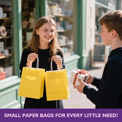 32 Pack Paper Gift Bags with Handles, 5.8"×3.2"×8.25" Party Favor Bags, Gift Bags, Small Gift Bags with Handles, Party Bags, Small Goodie Bags Bulk for Birthday, Crafts, Wedding, Party Supplies (8 Colors)