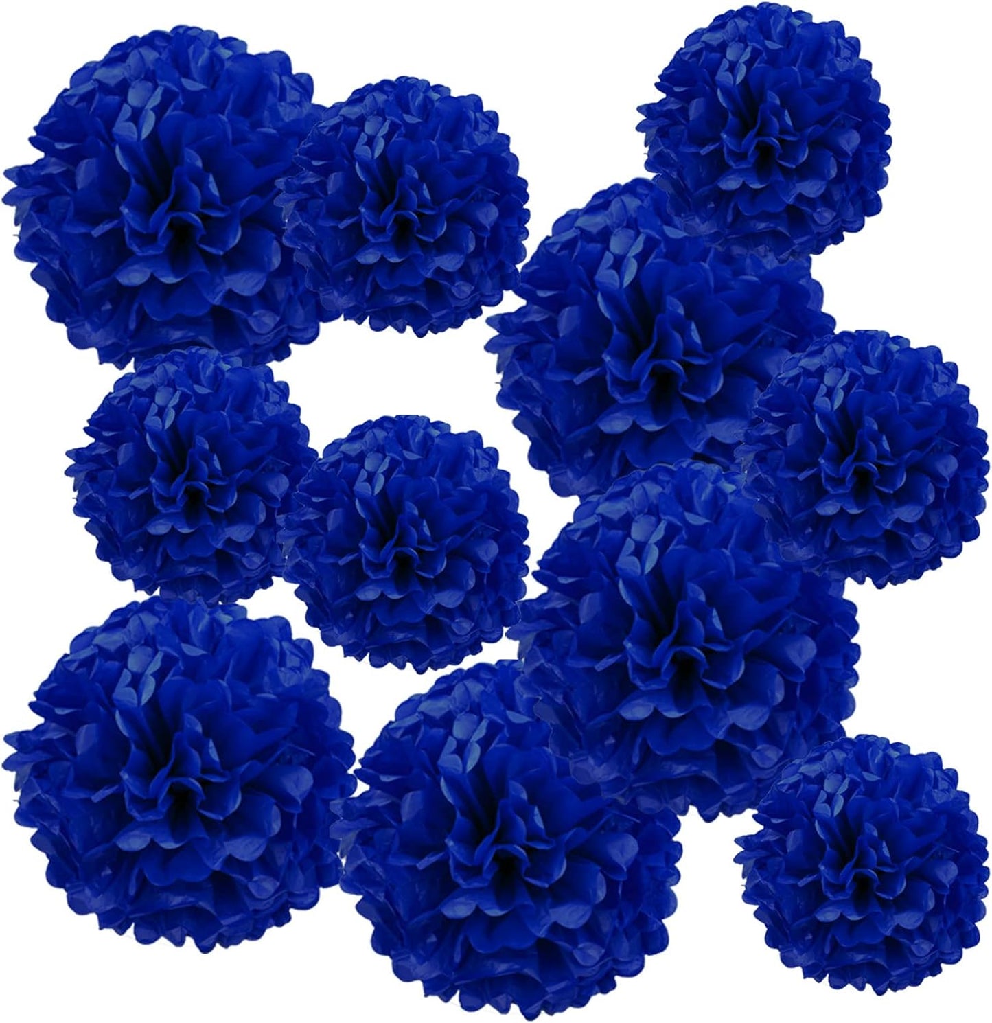 White Paper Pom Poms - Party Tissue Paper Flowers Balls - Party Hanging Decoration Supplies - Size of 10inch, 12inch, Great for Wedding, Birthday, Any Parties and Events (12 PCS)