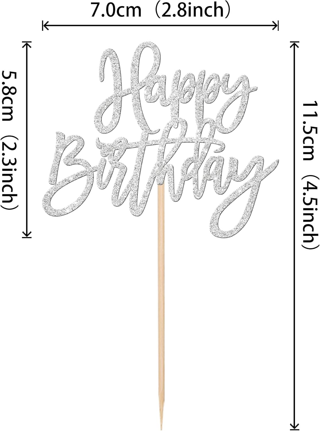 24 PCS Happy Birthday Cupcake Toppers Glitter Picks for Celebrating Anniversary Theme Party Cake Decorations Supplies Gold