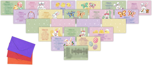 Easter Treasure Hunt Clues Game Cards, Bunny Scavenger Hunt Card Game(21 Cards With Envelopes), Indoor Ourdoor Party Games Supplies Activities for Adults Family Teachers Students(A05)