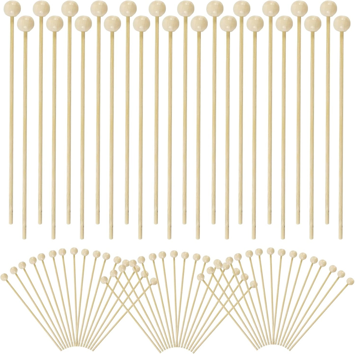YOOHUA 100PCS 6-Inch Rock Candy Sticks with Wooden Swizzle Sticks for Hard Rock Candy