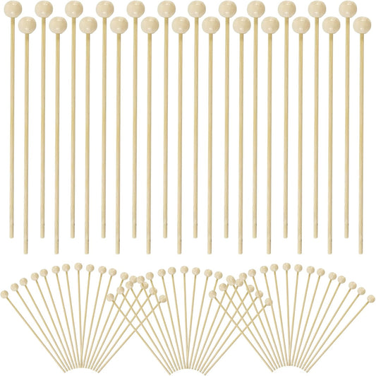 YOOHUA 100PCS 6-Inch Rock Candy Sticks with Wooden Swizzle Sticks for Hard Rock Candy