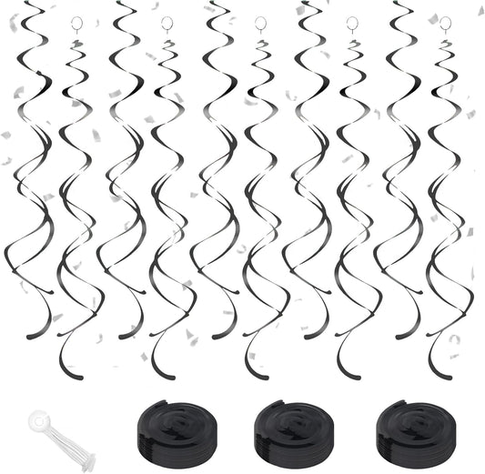 Gold Hanging Swirl Decorations 30 Pcs, Streamers Party Decorations -Twin Tails Ceiling Swirl Foil Decorations, Gold Party Decor for Wedding/Birthday/Christmas/New Year Decoration (Gold, Pack of 30)