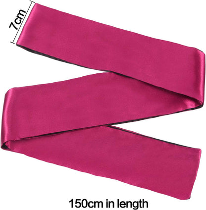 Hestya 2 Pack Sleeping Mask Satin Eye Mask (Black Red) Blindfold, 150 cm