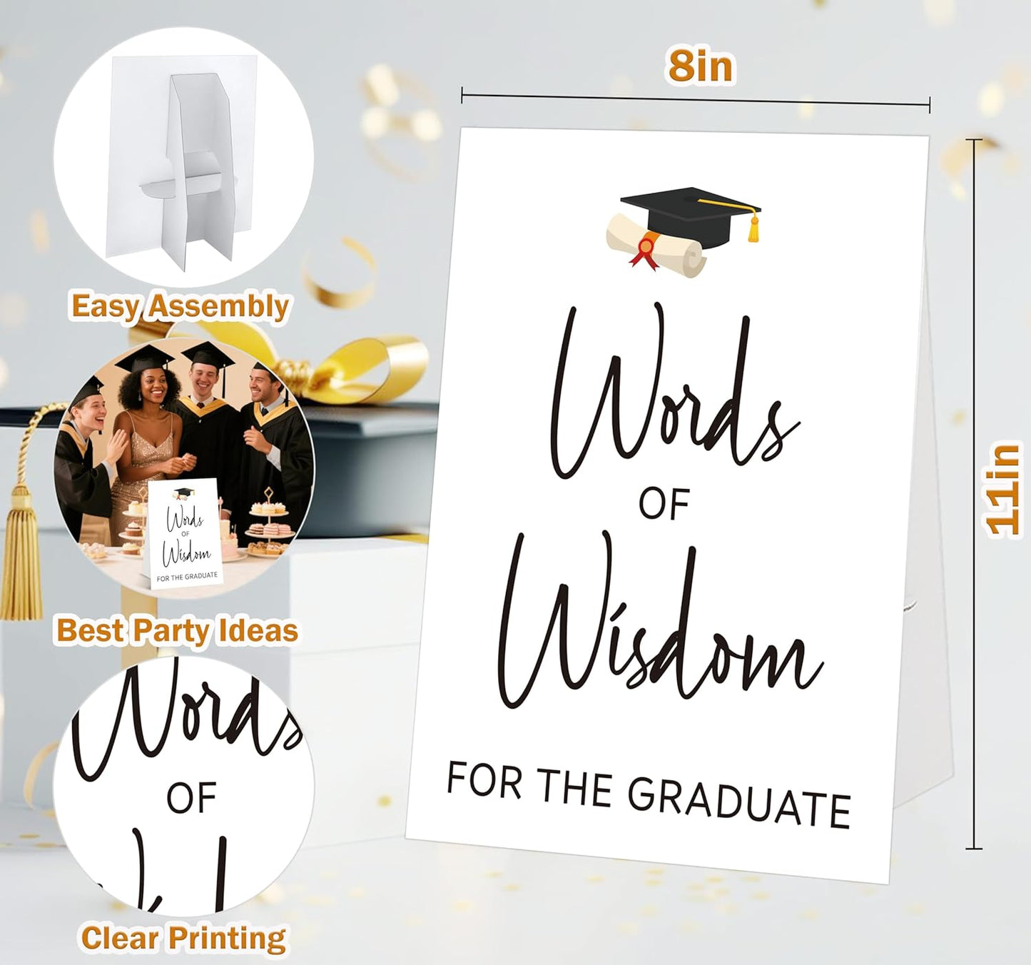 Graduation Tabletop Sign, Guestbook Sign, Include One 8×11 Signs with Holder, Graduation Party Signs for Class of 2026, High School College Grad Decoration - QF02