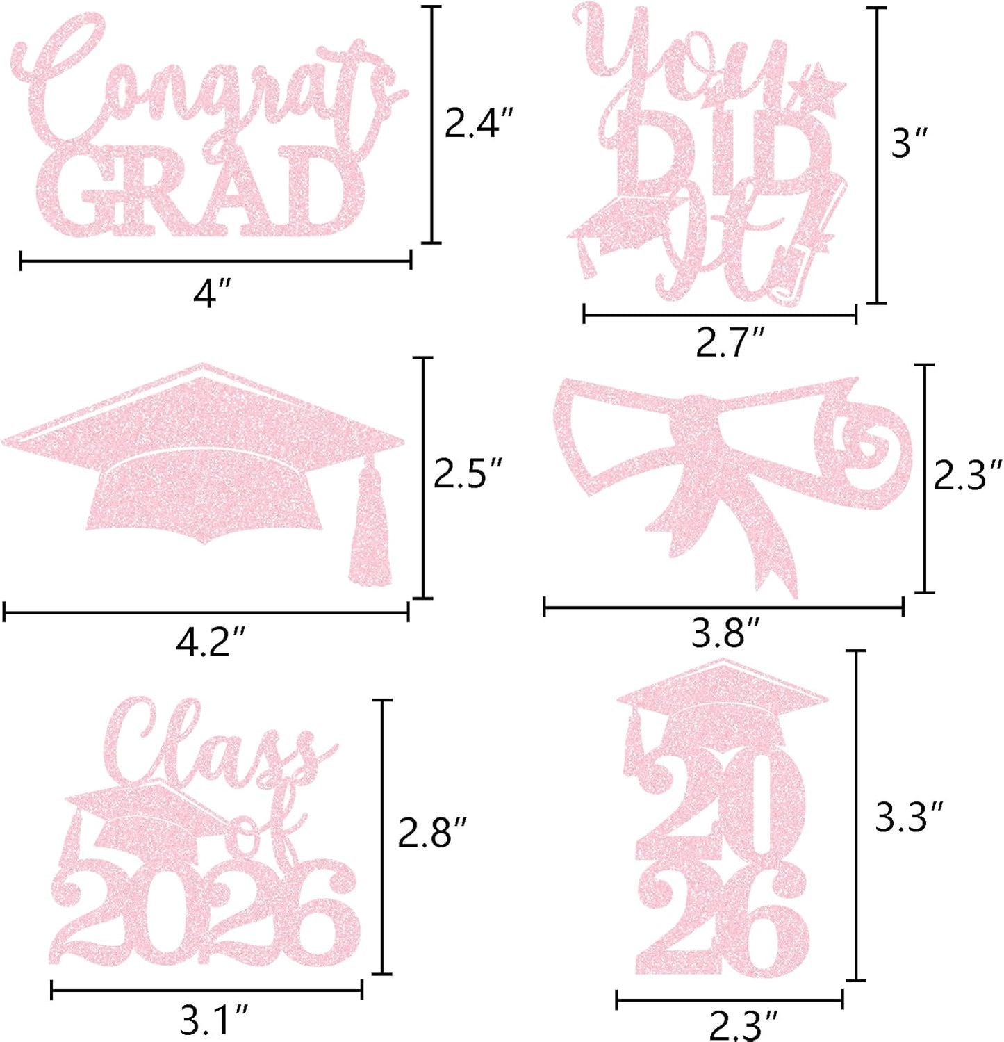 Graduation Centerpiece Sticks 24PCS Glitter Grad Picks Party Table Decor Senior High School College Sign Gold