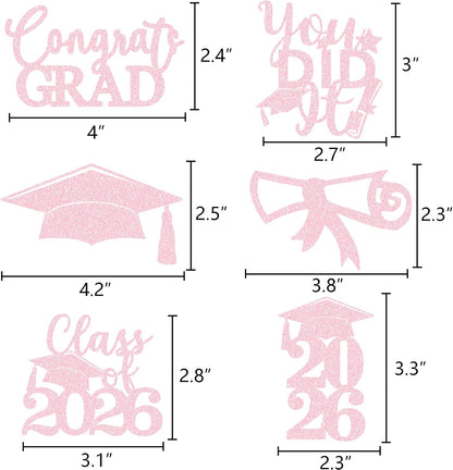 Graduation Centerpiece Sticks 24PCS Glitter Grad Picks Party Table Decor Senior High School College Sign Gold
