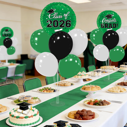 Graduation Decorations - 4 Set Balloon Stands, Class of 2026 Congrats Grad Table Centerpieces for Graduation Party Supplies(Gold& Black)