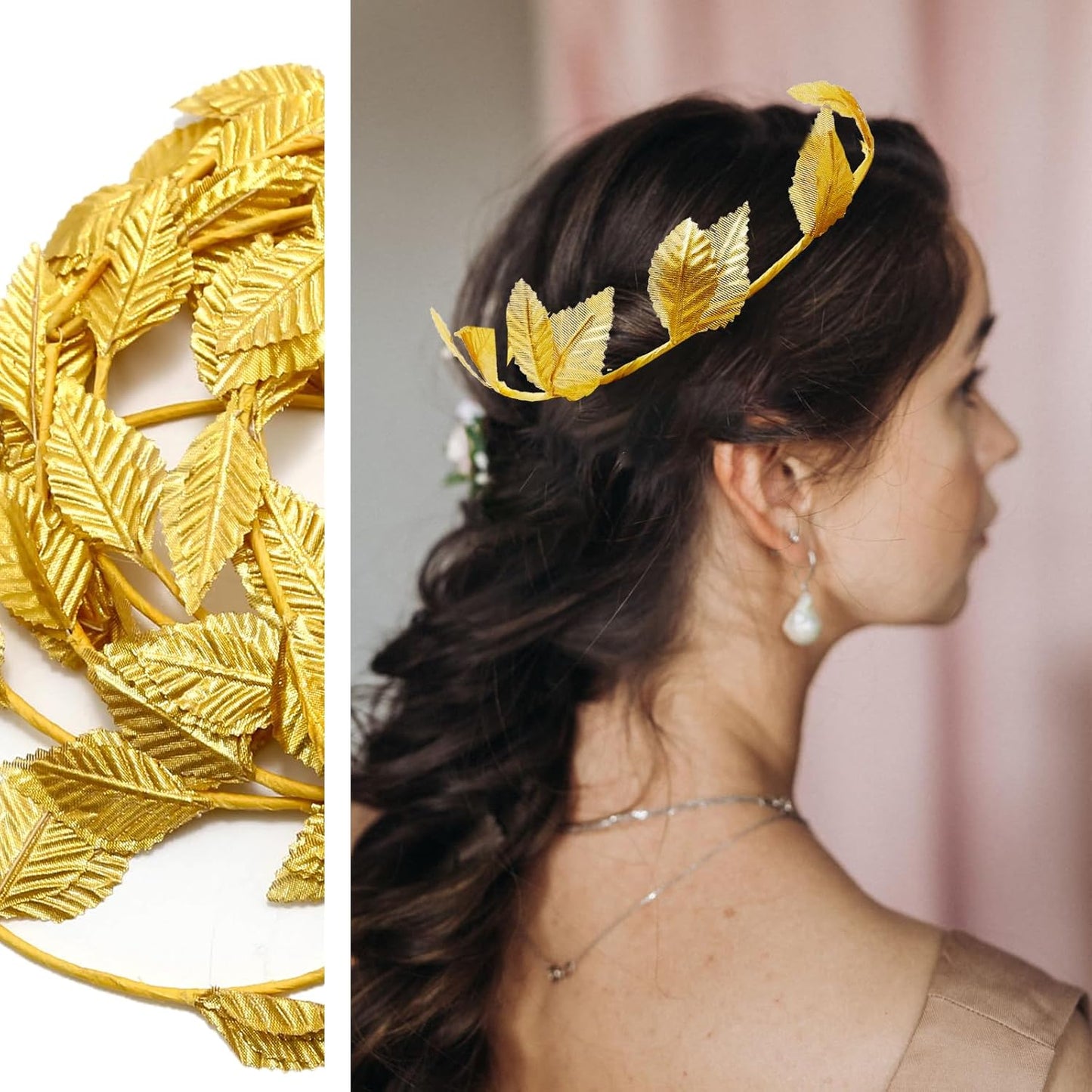 Hoypeyfiy 12 Pcs Gold Laurel Crown Wreath Headbands, Greek Goddess Roman Leaf Headpiece for Toga Party, Halloween Cosplay, Wedding, Prom, Festival Costume Accessories