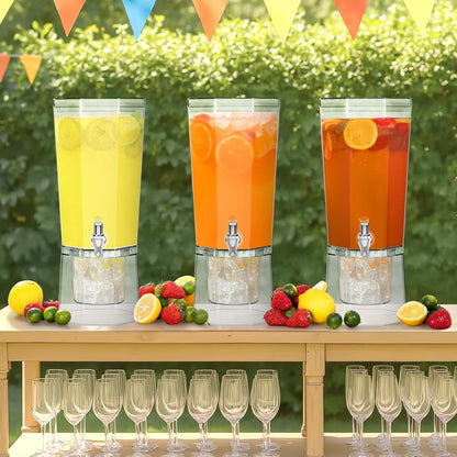 Lifewit 1 Gallon Drink Dispenser for Parties 2 Pcs, Plastic Beverage Container for Juice/Tea/Soda with Stand & Ice Core, Clear Lemonade Dispenser with Spigot, BPA Free Water Pitcher 39 x 16 cm/15x6"